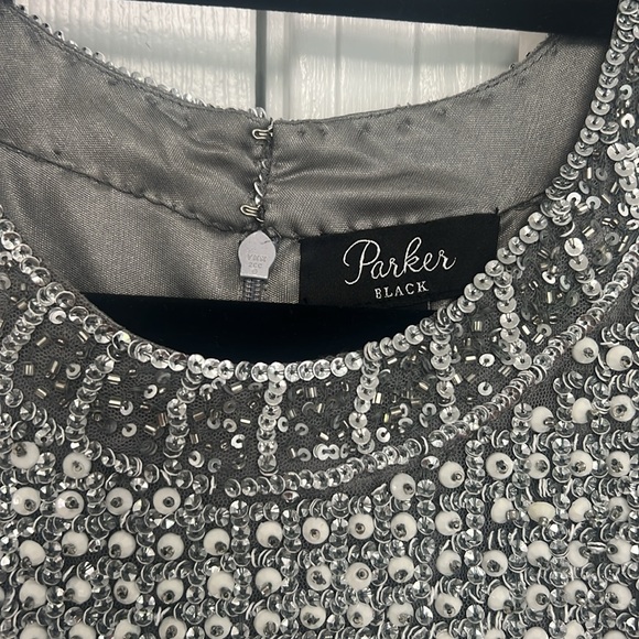 Parker Black Fully Embellished Silver Sequin Dress - Picture 6 of 12